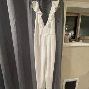 Lulus Leilani Ruffled Jumpsuit- White, Medium